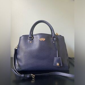 *** SOLD *** COACH Margot Carryall Navy Midnight Blue Leather Satchel Purse Bag